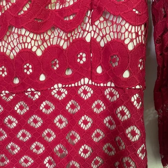 Danny & Nicole Beautiful Red Lace Dress Size 12P - Picture 3 of 7